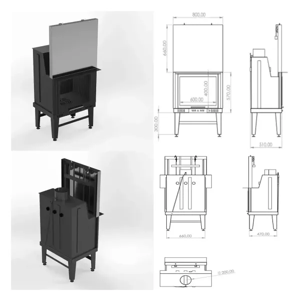 Steel insert with lift-up door